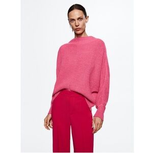 Mango Chunky Knit Long Sleeve Sweater Fuschia Pink size Small